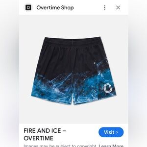 Overtime Youth Large Fire And Ice Mesh Shorts NWOT
